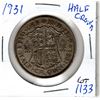 Image 1 : 1931 BRITISH HALF CROWN .5 SILVER