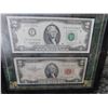 Image 3 : 3 HISTORIC U.S. BILLS IN FRAME, $1 SILVER CERTIFICATE