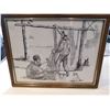 Image 2 : ORIGINAL PEN AND INK DRAWING “READY TO SET FISHNET” ORIGINAL UNSIGNED,  FRAMED