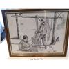 Image 4 : ORIGINAL PEN AND INK DRAWING “READY TO SET FISHNET” ORIGINAL UNSIGNED,  FRAMED