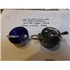 Image 1 : VINTAGE MUSTARD POT AND SALT CELLAR, COBALT INSERTS