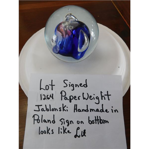 JABLONSKI, HANDMADE IN POLAND SIGNED PAPERWEIGHT