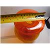 Image 5 : VINTAGE FLARED TOP ORANGE CRACKLE GLASS AMBERINA HANDBLOWN VASE