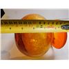 Image 6 : VINTAGE FLARED TOP ORANGE CRACKLE GLASS AMBERINA HANDBLOWN VASE