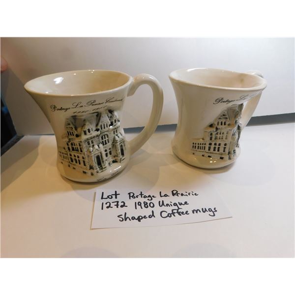 1980 PORTAGE LA PRARIE UNIQUE SHAPED COFFEE MUGS