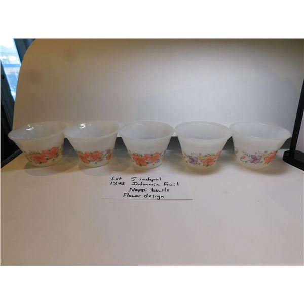 5 INDOPAL FLOWER DESIGN CUSTARD CUPS