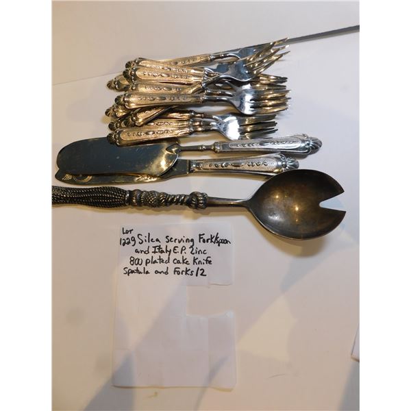 SILEA SERVING SPORK AND ITALY EP ZINC 800 PLATED CAKE SET