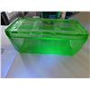 Image 1 : URANIUM GLASS REFRIGERATOR DISH 4 X 8 ½ X 3 ½ “