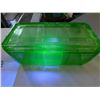 Image 2 : URANIUM GLASS REFRIGERATOR DISH 4 X 8 ½ X 3 ½ “