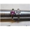 Image 2 : TWO STERLING SILVER RINGS WITH ONE PINK AND ONE CLEAR STONES SIZE 5 ¾ AND 6