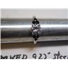 Image 3 : STERLING SILVER RING SIZE 9 ½ WITH CLEAR AND BLACK STONES
