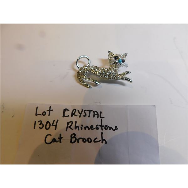 CRYSTAL RHINESTONE CAT BROACH