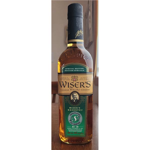 WISER'S RESERVE SPECIAL EDITION - Saskatchewan Roughrider's 2007 Champions Canadian Whiskey - sealed