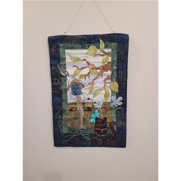 Quilted Wall Covering or small baby coverlet - 20" x 30" - "Watch the Birdie" by Trudy L. Hood, McBr