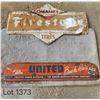 Image 3 : Firestone Tires Sign (2 sides) and United Sign