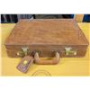 Image 2 : antique Leather briefcase w/Pins, badges, newspapers and etc.