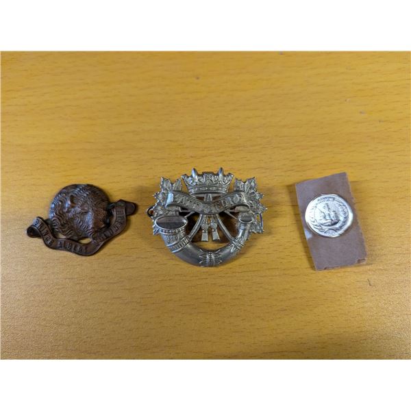 Vintage Badge Pins Battford/Prince Albert Volunteer/Coin