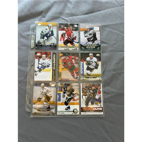 Young Guns Hockey Cards - 1 Sheet (9 Cards)