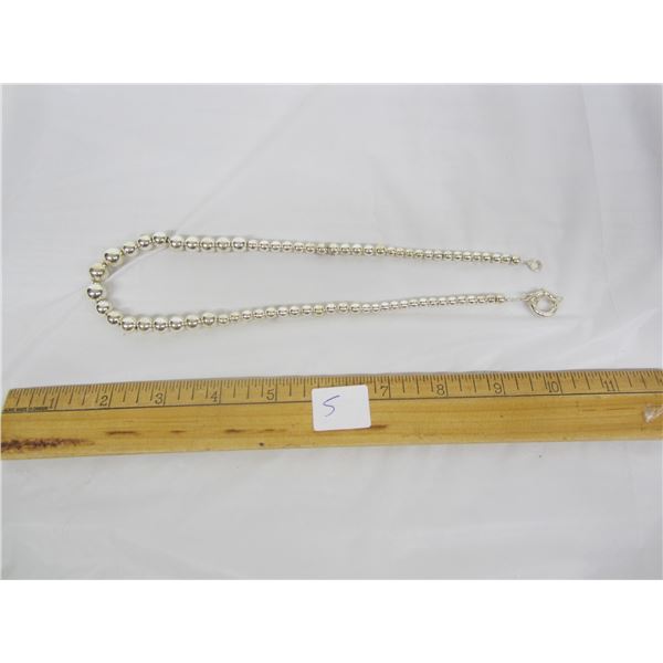 Sterling  925 Silver Beaded Necklace made in Italy 41 Grams