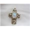 Image 2 : Sterling Silver Cross with a White Opal Set in it