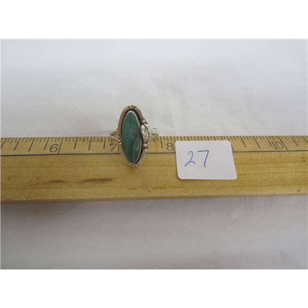 Sterling  Silver Ring with a Green Stone