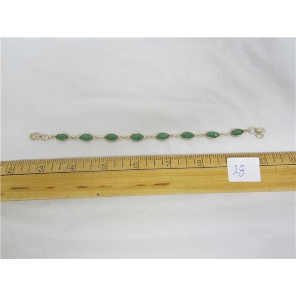 Sterling Silver 925 Bracelet with Green Stones