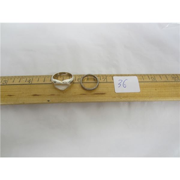 2 Sterling Silver Rings 1 Heart and 1 Band