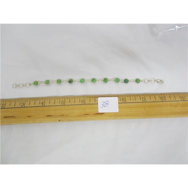 Sterling Silver 925 Bracelet with Green Stones