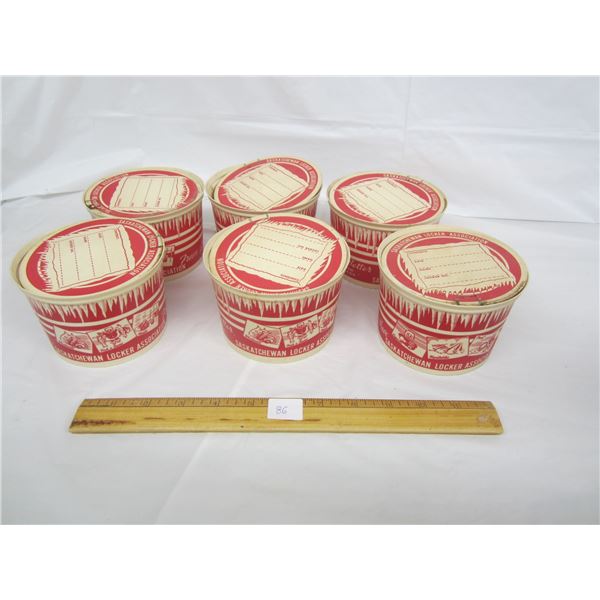 Lot of 6 Antique Cardboard Saskatchewan Locker Ass. Food Storage Containers with Lids Rare