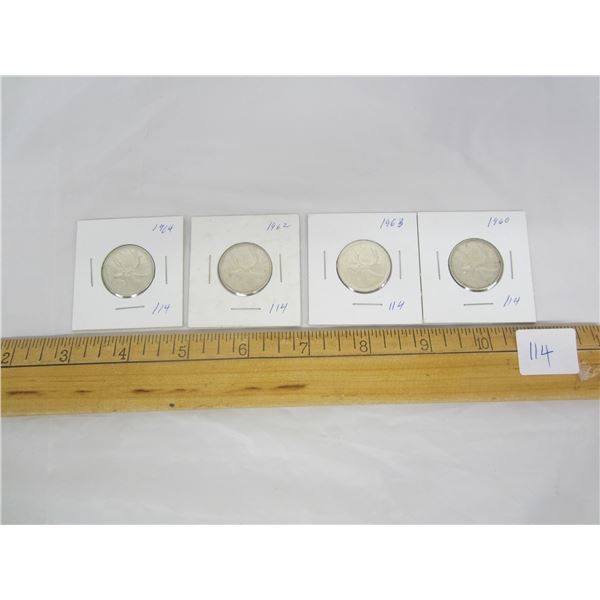 4 Canadian Silver Quarters