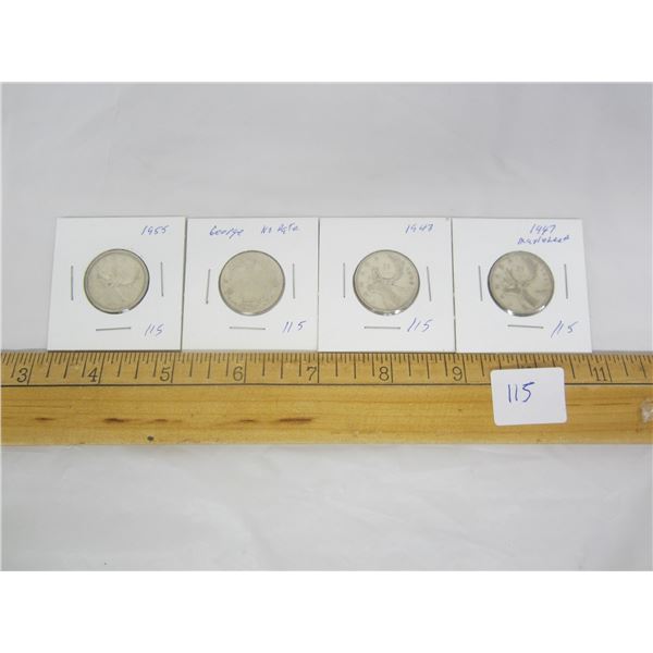 4 Canadian Silver Quarters