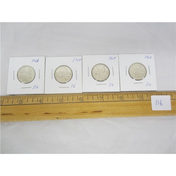 4 Canadian Silver Quarters