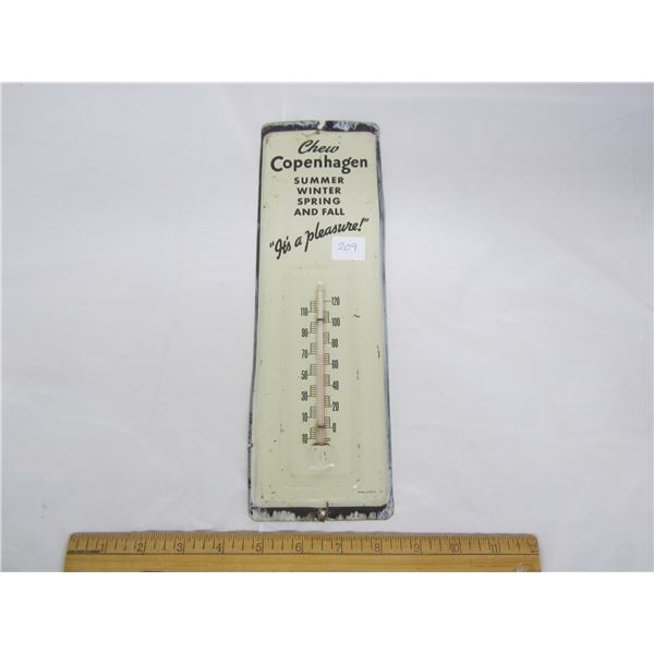 Antique Chew Copenhagen Authentic Advertising Thermometer