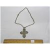 Image 1 : Large Hand Made Antique Ethiopian Cross with Chain