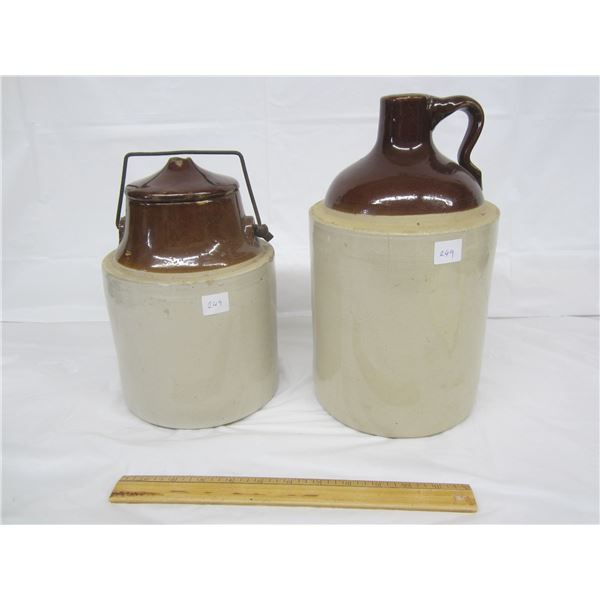2 Antique One Gallon Stoneware Jugs