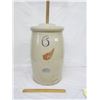 Image 1 : Antique Red Wing 6 Gallon Butter Churn with Lid and Wooden Handled Paddle in Good Shape