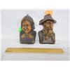 Image 1 : 2 Vintage Wax Wall  Hangings Old Man and Old Woman