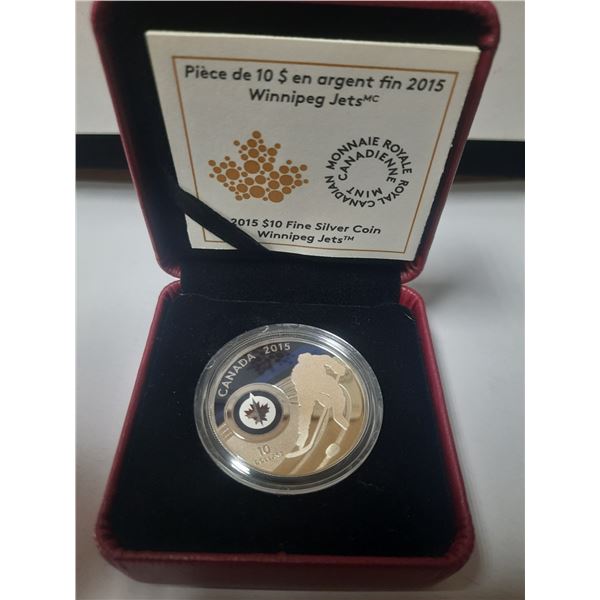 2015 $10 Fine Silver Coin Winnipeg Jets.