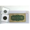 Image 2 : 1900 Canadian Shinplaster with 1900 Canadian Large One Cent and 1951 Canadian 5 Cents.