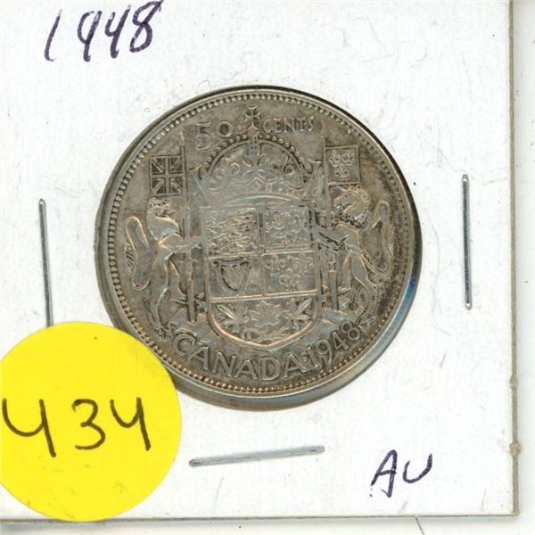 1948 Canadian 50 Cents Coin.