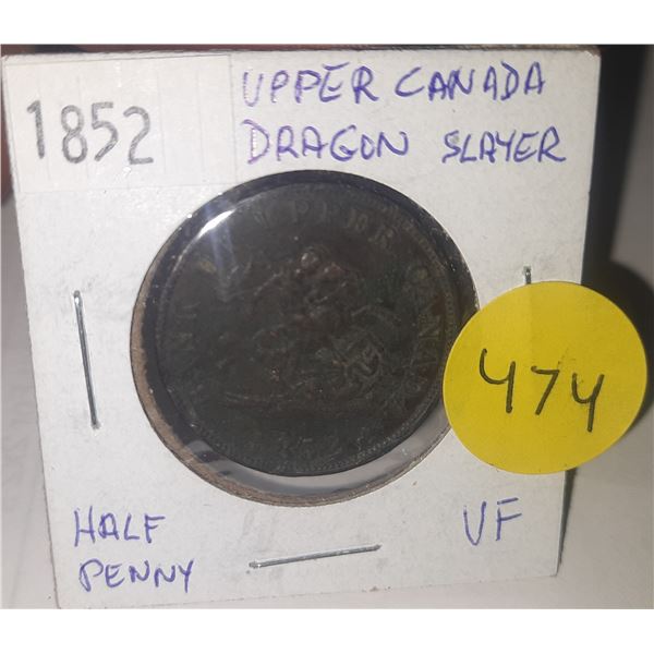 1852 Bank of Upper Canada Half Penny Token.