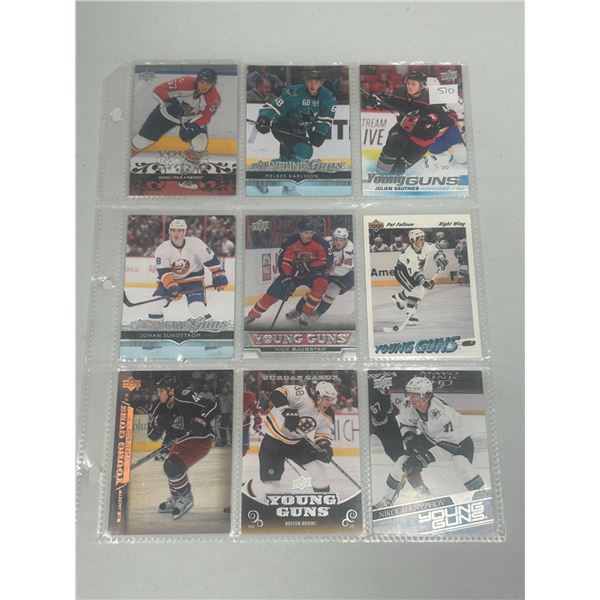 Young Guns Rookies - 1 Sheet  (9 Hockey  Cards)