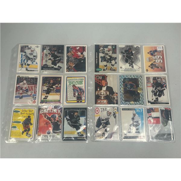 Wayne Gretzky Hockey Cards - 2 Sheets (18 Hockey Cards)