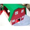 Image 2 : Wooden Toy Barn (13.5" Tall, 18.5" Long) with Animals. (Damage on Roof Peak)