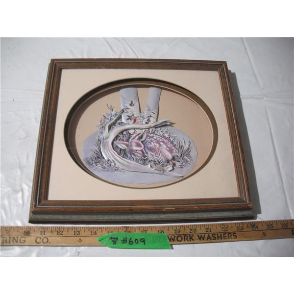 Paper Tole Picture in Frame. (12"x14")