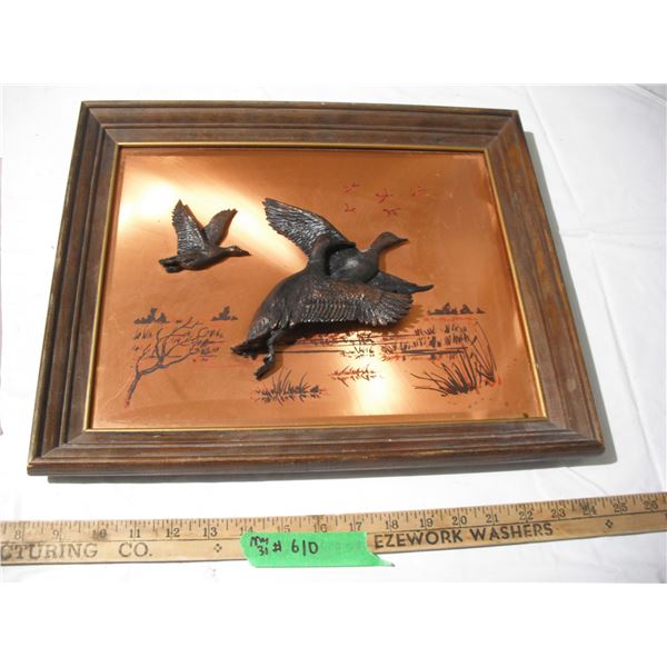 Vintage Brass Ducks 3D Wall Art in Frame (13.5" x16.5")