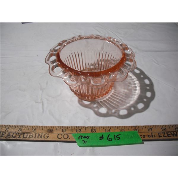 Pink Glass Bowl (Depression?) (7" Diameter)