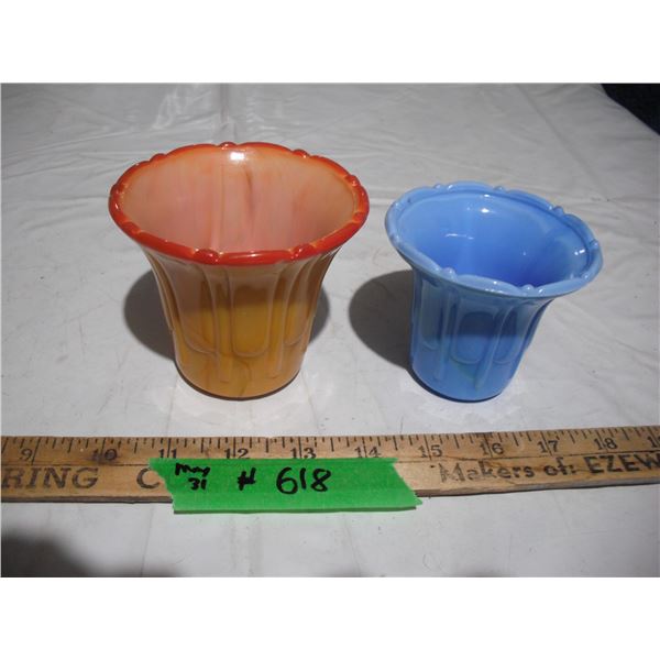 Vintage Akro- Agate  Bowls. (3.5" and 4" in Diameter)