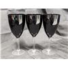 Image 3 : Red Vase and (3) Black Clear Stem Wine Glasses