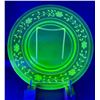 Image 1 : Antique late 1890's Uranium Glass Acid Etched Wheel Cut 8¾" Dinner Plate